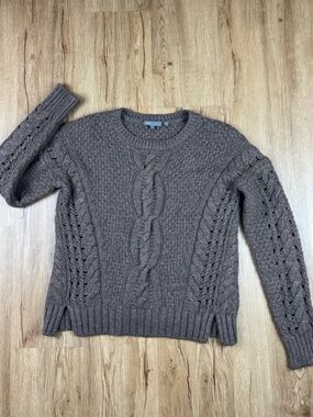 Vince Yak Wool Cable Knit Sweater S Brown Ultra Soft Luxury Crewneck